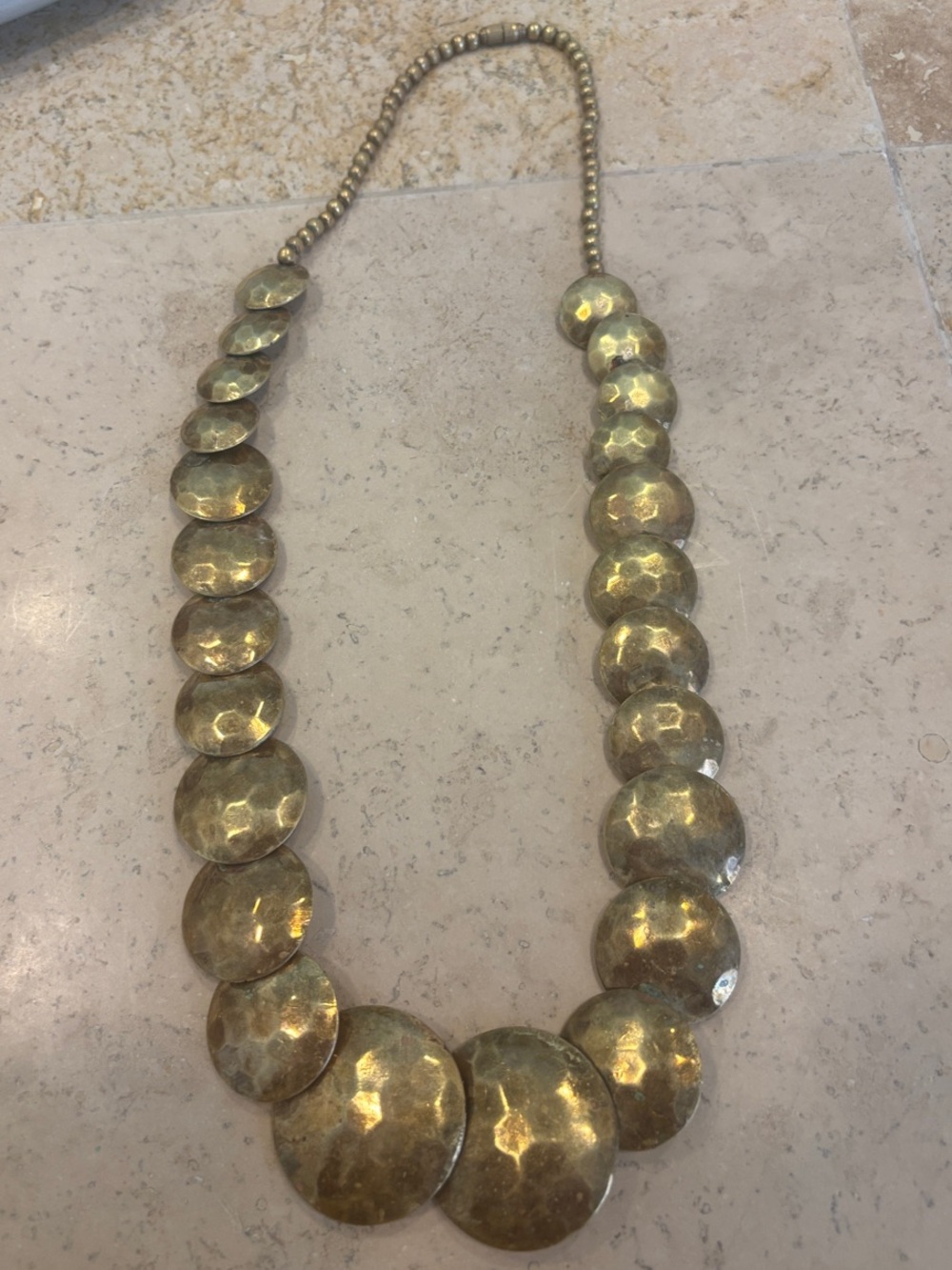 Hammered Brass Statement Necklace - vintage